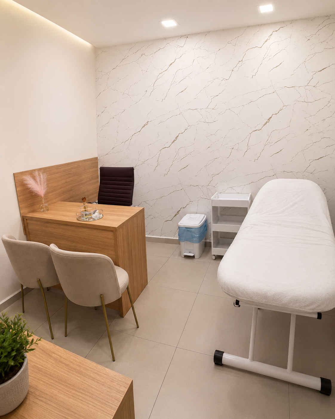 Ambiente luxuoso da clínica da Dra. Taiane Rodrigues